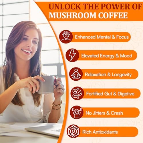 Café de Hongos Orgánico - Suplemento de 11 Hongos Superfood, Incluye Melena de León, Reishi, Chaga, Cordyceps y Adaptógenos - 5.3oz - imagen 5