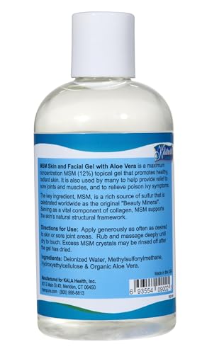 Gel Facial y para la Piel KALA HEALTH MSMPure Max Strength con Aloe Orgánico, 8 oz – Cuidado de la Piel Sin Conservadores para una Piel Suave y - imagen 2