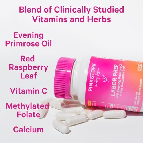 Suplemento de Preparación para el Trabajo de Parto Pink Stork – Aceite de Onagra y Hoja de Frambuesa Roja para el Tercer Trimestre, Apoyo Suave para - imagen 2