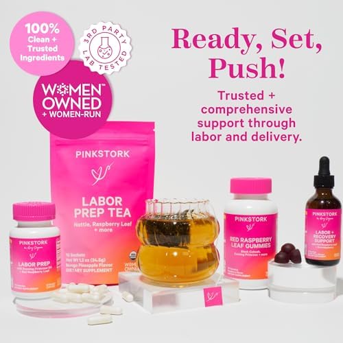 Suplemento de Preparación para el Trabajo de Parto Pink Stork – Aceite de Onagra y Hoja de Frambuesa Roja para el Tercer Trimestre, Apoyo Suave para - imagen 5