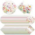 Platos desechables de papel Zhehao de 7 pulgadas con flores, 120 piezas, para postres y decoración de fiestas de cumpleaños y bodas - imagen 1