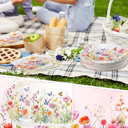 Platos desechables de papel Zhehao de 7 pulgadas con flores, 120 piezas, para postres y decoración de fiestas de cumpleaños y bodas - imagen 5