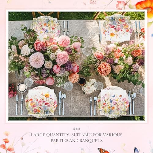 Platos desechables de papel Zhehao de 7 pulgadas con flores, 120 piezas, para postres y decoración de fiestas de cumpleaños y bodas - imagen 6