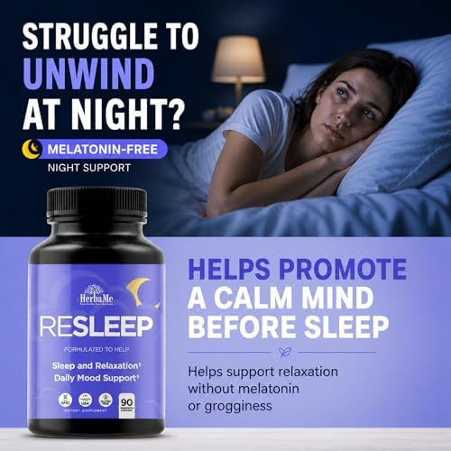 HerbaMe Suplemento para Dormir Sin Melatonina – Relaja tu Mente con Magnesio Glicinato, Manzanilla, Apigenina & GABA, Valeriana para Sueño Reparador - imagen 2