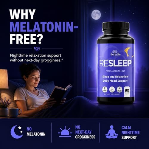 HerbaMe Suplemento para Dormir Sin Melatonina – Relaja tu Mente con Magnesio Glicinato, Manzanilla, Apigenina & GABA, Valeriana para Sueño Reparador - imagen 3