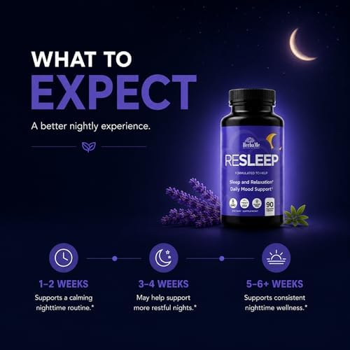HerbaMe Suplemento para Dormir Sin Melatonina – Relaja tu Mente con Magnesio Glicinato, Manzanilla, Apigenina & GABA, Valeriana para Sueño Reparador - imagen 5