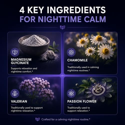 HerbaMe Suplemento para Dormir Sin Melatonina – Relaja tu Mente con Magnesio Glicinato, Manzanilla, Apigenina & GABA, Valeriana para Sueño Reparador - imagen 6