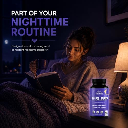 HerbaMe Suplemento para Dormir Sin Melatonina – Relaja tu Mente con Magnesio Glicinato, Manzanilla, Apigenina & GABA, Valeriana para Sueño Reparador - imagen 7