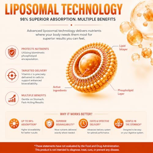 Gomitas de Vitamina C Liposomal para Adultos, 1200mg, Suplemento Masticable con Saúco, Zinc, Hierro y Ácido Fólico - Apoyo Inmunológico, Energía y - imagen 5