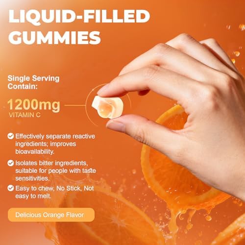 Gomitas de Vitamina C Liposomal para Adultos, 1200mg, Suplemento Masticable con Saúco, Zinc, Hierro y Ácido Fólico - Apoyo Inmunológico, Energía y - imagen 6