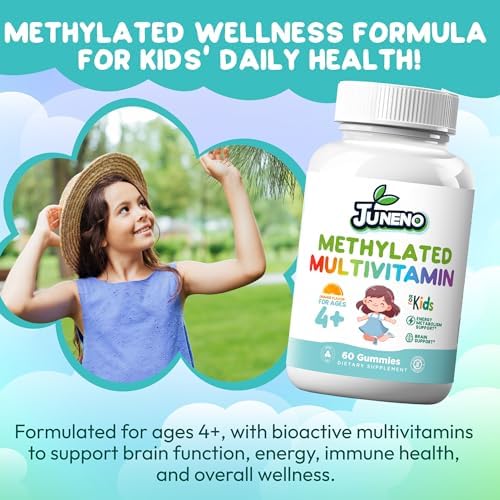 Gomitas Multivitamínicas Methylated Juneno para Niños - Suplemento de Soporte MTHFR con Complejo B, Folato 5-MTHF, Vitaminas A, C, D3, E - Veganas, - imagen 2