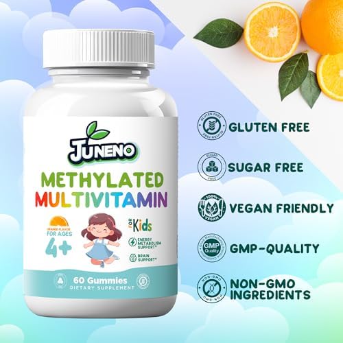 Gomitas Multivitamínicas Methylated Juneno para Niños - Suplemento de Soporte MTHFR con Complejo B, Folato 5-MTHF, Vitaminas A, C, D3, E - Veganas, - imagen 6