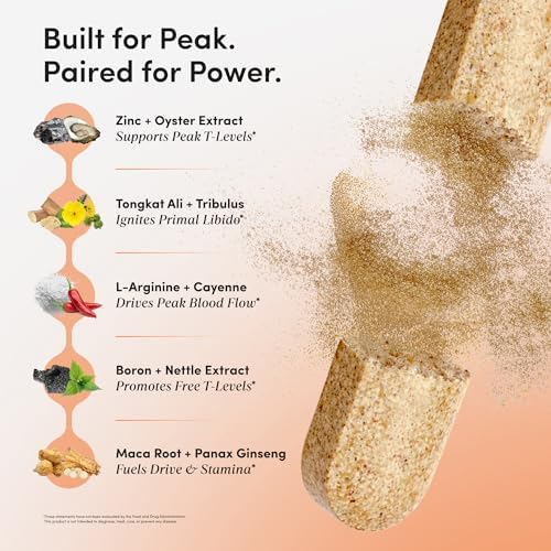 Suplemento para Hombres: Aumentador de Testosterona y Libido - Energía, Fuerza y Rendimiento con Tongkat Ali, Maca, Zinc y Boro - 60 Tabletas, - imagen 3