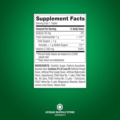 Spring Valley, Vitamina C 500mg, Sabor Frutas Tropicales, 200 Tabletas Masticables, Suplemento Dietético + Organizador de Pastillas de 7 Días - imagen 3