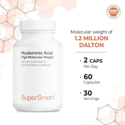 Suplemento de Ácido Hialurónico Supersmart 300mg al Día (Hialuronato de Sodio) - Alta Peso Molecular 1.2 Millones de Dalton - 60 Cápsulas - imagen 5