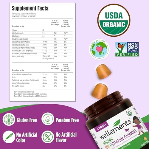 Gomitas Multivitamínicas Orgánicas para Niños Wellements 60 Ct (3+ Años) | Vitaminas A, B, C, D, E y Zinc | Sin GMO, Gluten ni Colores Artificiales - imagen 2