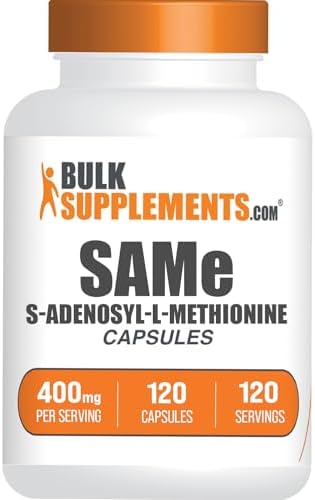 BulkSupplements.com Cápsulas de S-Adenosil-L-Metionina - Suplemento Sin Gluten, 1 Cápsula por Porción (400mg), 120 Cápsulas (Paquete de 1) - imagen 1