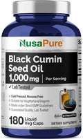 Aceite de Semilla de Nigella Sativa NusaPure 1,000 mg por Porción - 180 Cápsulas Blandas (No GMO, Vegetariano y Vegano) Prensado en Frío, Libre de - imagen 1