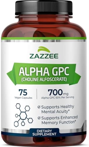 Zazzee Alpha GPC Colina Extra Fuerte, 700 mg por Porción, 75 Cápsulas Veganas, 100% Pura Grado Farmacéutico, Estándar de Potencia y Pureza, Natural y - imagen 1