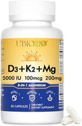 Suplemento de Vitamina D3 K2 y Magnesio UBIOSKA – 5000 IU D3 + MK-7 K2 con Magnesio de 8 Formas (Glicinato, Taurato, Malato) para Sueño Tranquilo, - imagen 1