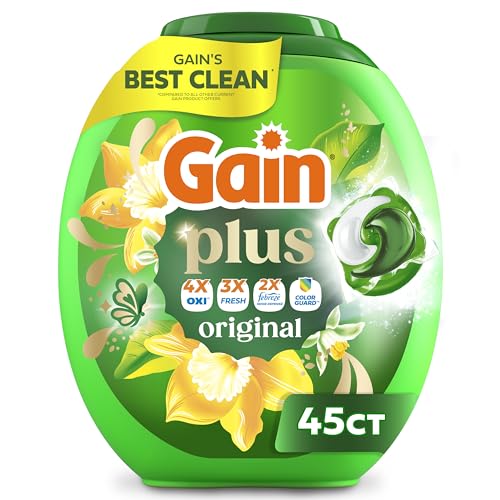 Pacs de Detergente Líquido para Ropa Gain Plus Flings, Limpieza Superior, Todo en Uno, Aroma Original, 45 Piezas - imagen 6