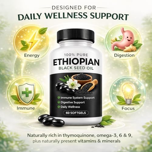 Cápsulas de Aceite de Semilla Negra Etíope Fable con 4.64% de Timoquinona – Suplemento Alto en Timoquinona para Inmunidad, Digestión y Bienestar - imagen 5