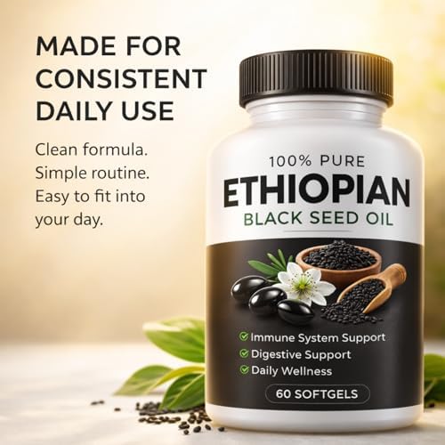 Cápsulas de Aceite de Semilla Negra Etíope Fable con 4.64% de Timoquinona – Suplemento Alto en Timoquinona para Inmunidad, Digestión y Bienestar - imagen 7