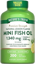 Aceite de Pescado Omega 3 de Nature's Truth | 1340 mg | 200 Mini Cápsulas Blandas | Sabor a Limón Sin Eructos | Suplemento Sin OGM y Sin Gluten - imagen 1