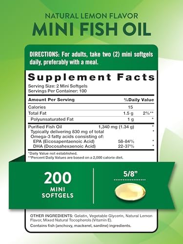 Aceite de Pescado Omega 3 de Nature's Truth | 1340 mg | 200 Mini Cápsulas Blandas | Sabor a Limón Sin Eructos | Suplemento Sin OGM y Sin Gluten - imagen 2