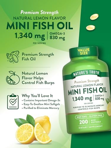 Aceite de Pescado Omega 3 de Nature's Truth | 1340 mg | 200 Mini Cápsulas Blandas | Sabor a Limón Sin Eructos | Suplemento Sin OGM y Sin Gluten - imagen 5