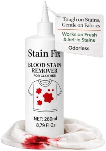 Removedor de Manchas de Sangre Stain Fix para Ropa (8.79oz) - Elimina Manchas de Sangre y Menstruación de Ropa, Colchones y Sábanas - Fórmula - imagen 1