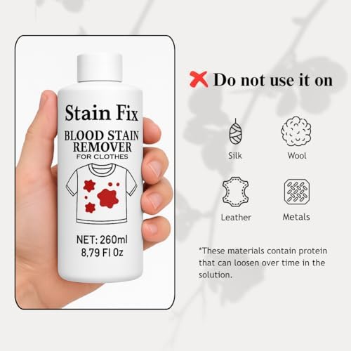 Removedor de Manchas de Sangre Stain Fix para Ropa (8.79oz) - Elimina Manchas de Sangre y Menstruación de Ropa, Colchones y Sábanas - Fórmula - imagen 4
