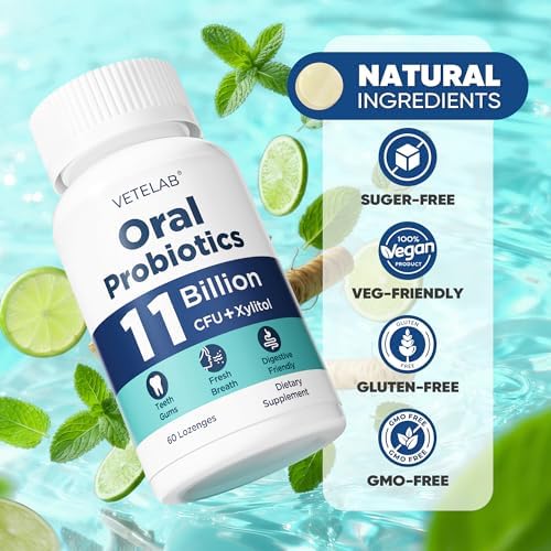 Probioticos Orales VeteLab para Mal Aliento - 11 Mil Millones de CFU, 60 Pastillas Masticables para Dientes, Encías y Salud Digestiva - imagen 5