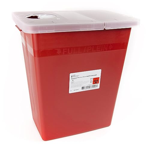 Contenedor de Puntas McKesson Prevent, Biohazard, Tapa con Cerradura, Rojo, 8 gal, 13 3/4 in x 13 3/4 in x 14 in - imagen 1
