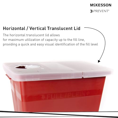 Contenedor de Puntas McKesson Prevent, Biohazard, Tapa con Cerradura, Rojo, 8 gal, 13 3/4 in x 13 3/4 in x 14 in - imagen 3