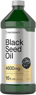 Aceite de Semilla Negra Horbäach Líquido | 16oz | 4600mg | Suplemento de Nigella Sativa Prensado en Frío | Omega 6 y 9 | Vegetariano, Sin OGM, Sin - imagen 1