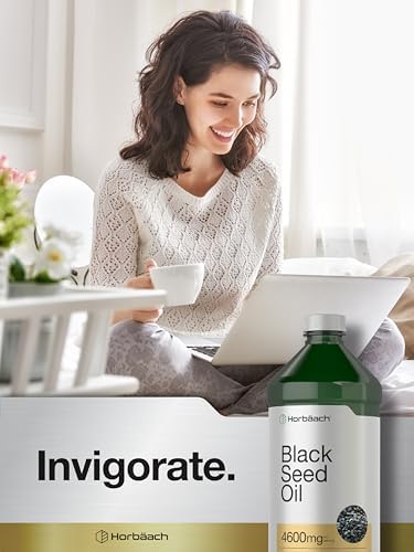 Aceite de Semilla Negra Horbäach Líquido | 16oz | 4600mg | Suplemento de Nigella Sativa Prensado en Frío | Omega 6 y 9 | Vegetariano, Sin OGM, Sin - imagen 6
