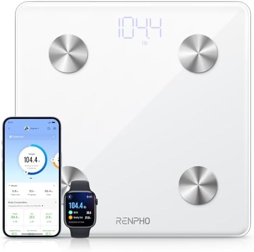 Báscula Inteligente RENPHO, Báscula Digital de Baño con Análisis de Composición Corporal, Bluetooth, 400lbs, Color Blanco-Elis 1 - imagen 1