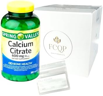 Suplemento de Calcio Citrato FCQP Spring Valley, 600mg, 300 Tabletas para la Salud Ósea - imagen 1