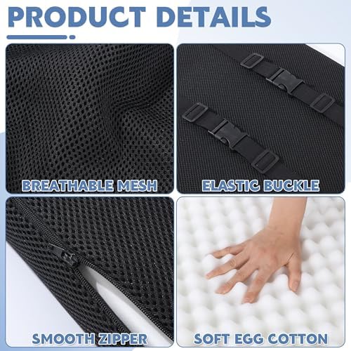 Cojín de Espalda MABOZOO para Silla de Ruedas, 18x17x2.4, Almohada de Soporte Lumbar Removible y Lavable para Aliviar el Dolor - imagen 3