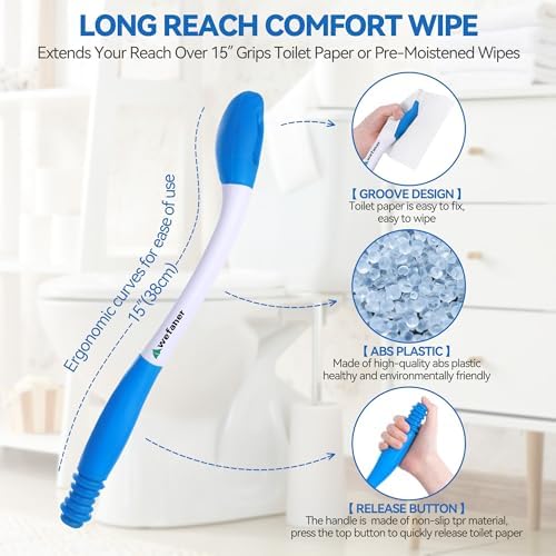 Set de Ayudas para el Baño Wefaner - Limpiador de Culo con Mango Largo, Cepillo Antideslizante y Cepillo Curvo para Personas con Sobrepeso, Ancianos - imagen 2