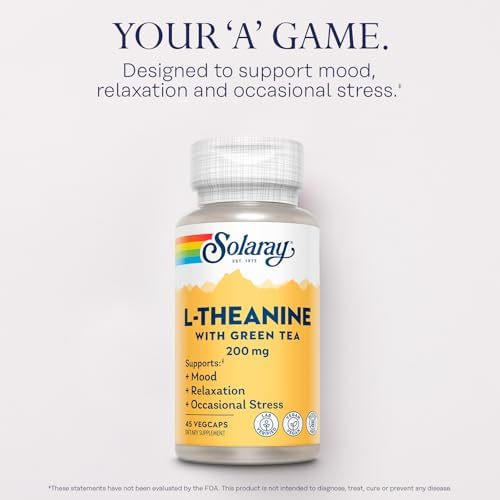 SOLARAY L-Theanine 200mg con Té Verde - Apoyo a un Estado de Ánimo Saludable, Relajación y Estrés Ocasional - Verificado en Laboratorio, Vegano, Sin - imagen 3