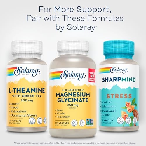 SOLARAY L-Theanine 200mg con Té Verde - Apoyo a un Estado de Ánimo Saludable, Relajación y Estrés Ocasional - Verificado en Laboratorio, Vegano, Sin - imagen 6