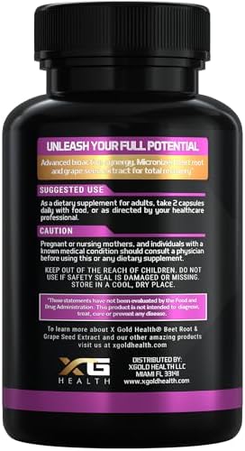 Extracto de Remolacha y Semilla de Uva X Gold – Aumentador de Óxido Nítrico para Flujo Sanguíneo, Energía y Resistencia – 180 Cápsulas Veganas y No - imagen 3