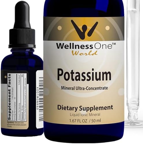 Suplemento de Potasio Iónico WellnessOne - Gotas de Cloruro de Potasio para Rápida Absorción - Aumenta el Sistema Inmunológico y la Función Muscular - imagen 1