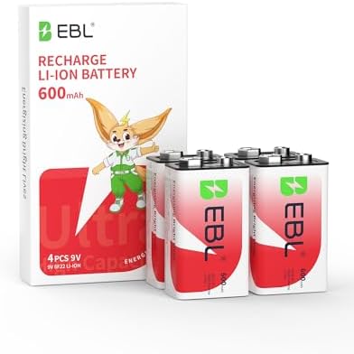 Baterías Recargables EBL de 9V Li-ion 600mAh (Paquete de 4) - imagen 1