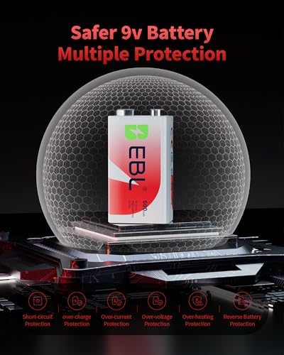 Baterías Recargables EBL de 9V Li-ion 600mAh (Paquete de 4) - imagen 3