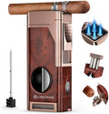 Encendedor de Cigarros USEWIRE, Encendedor Multifuncional con Cortador V, Soporte para Cigarros, Punch y Mejora de Tiro, Soplete Rellenable, - imagen 1