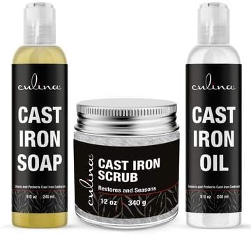 Set de Cuidado para Hierro Fundido Culina Supreme: Cepillo Restaurador, Jabón Limpiador y Aceite Acondicionador | Ideal para Cocinas, Sartenes y - imagen 1