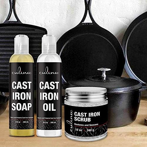 Set de Cuidado para Hierro Fundido Culina Supreme: Cepillo Restaurador, Jabón Limpiador y Aceite Acondicionador | Ideal para Cocinas, Sartenes y - imagen 3